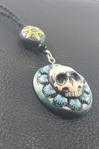 Flower Skull Pendant 005