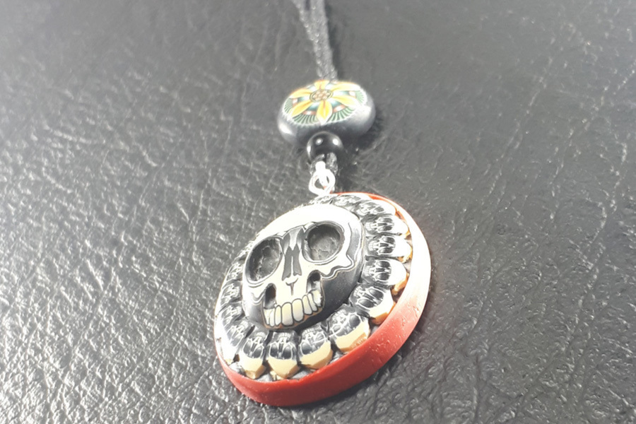 Flower Skull Pendant -004